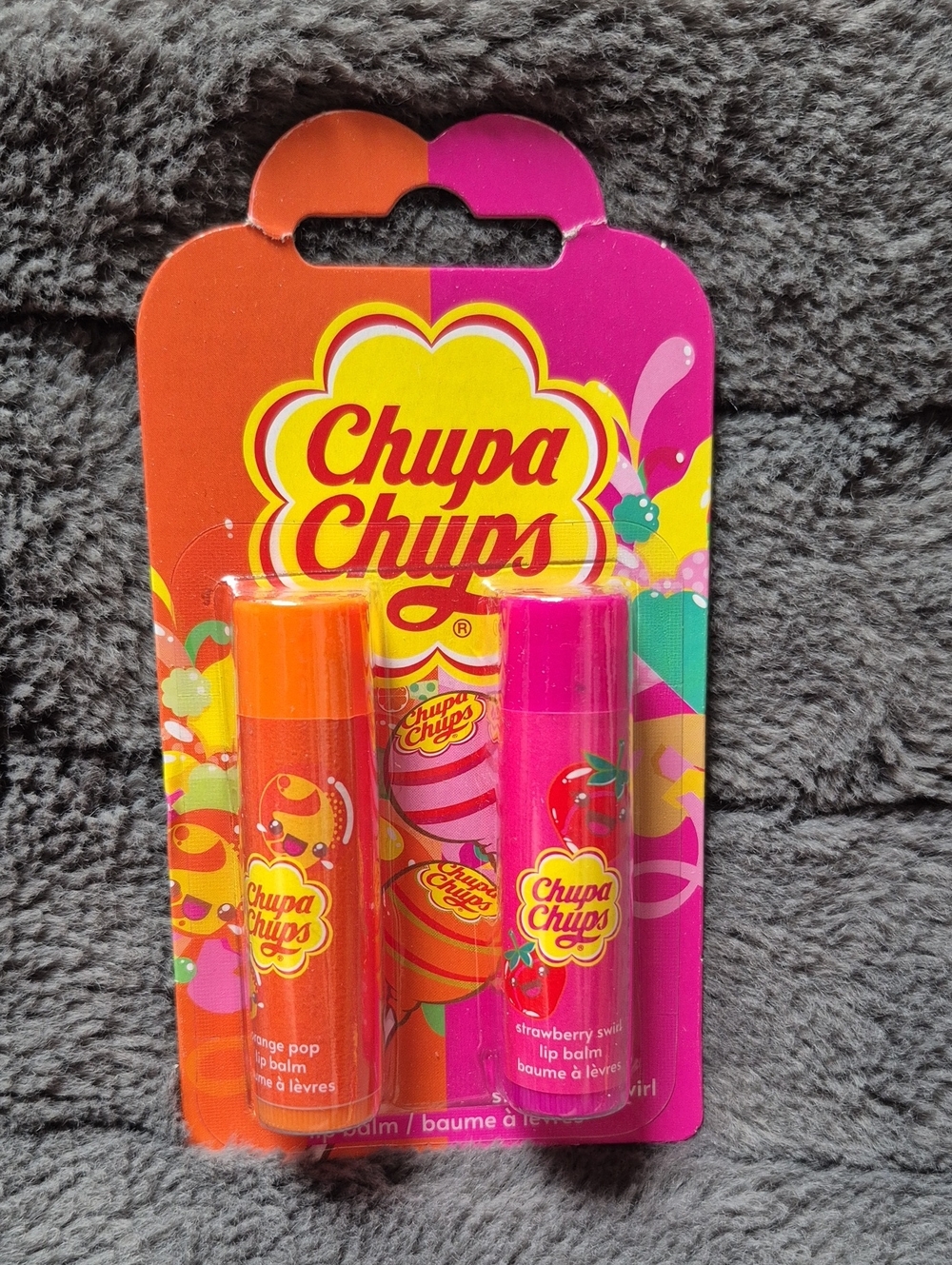 Chups Chups Orange Pop And Strawberry Swirl 2 Pack Of Lip Balms, New